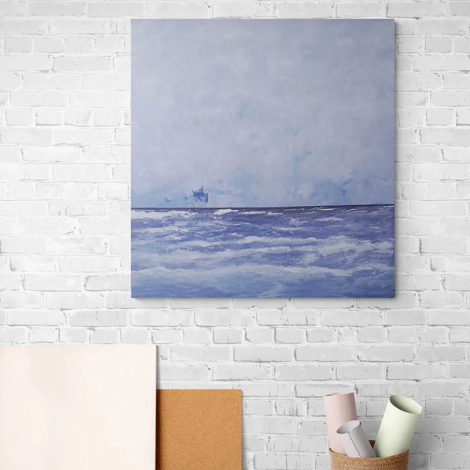 Purple Seas hanging in a furnished room