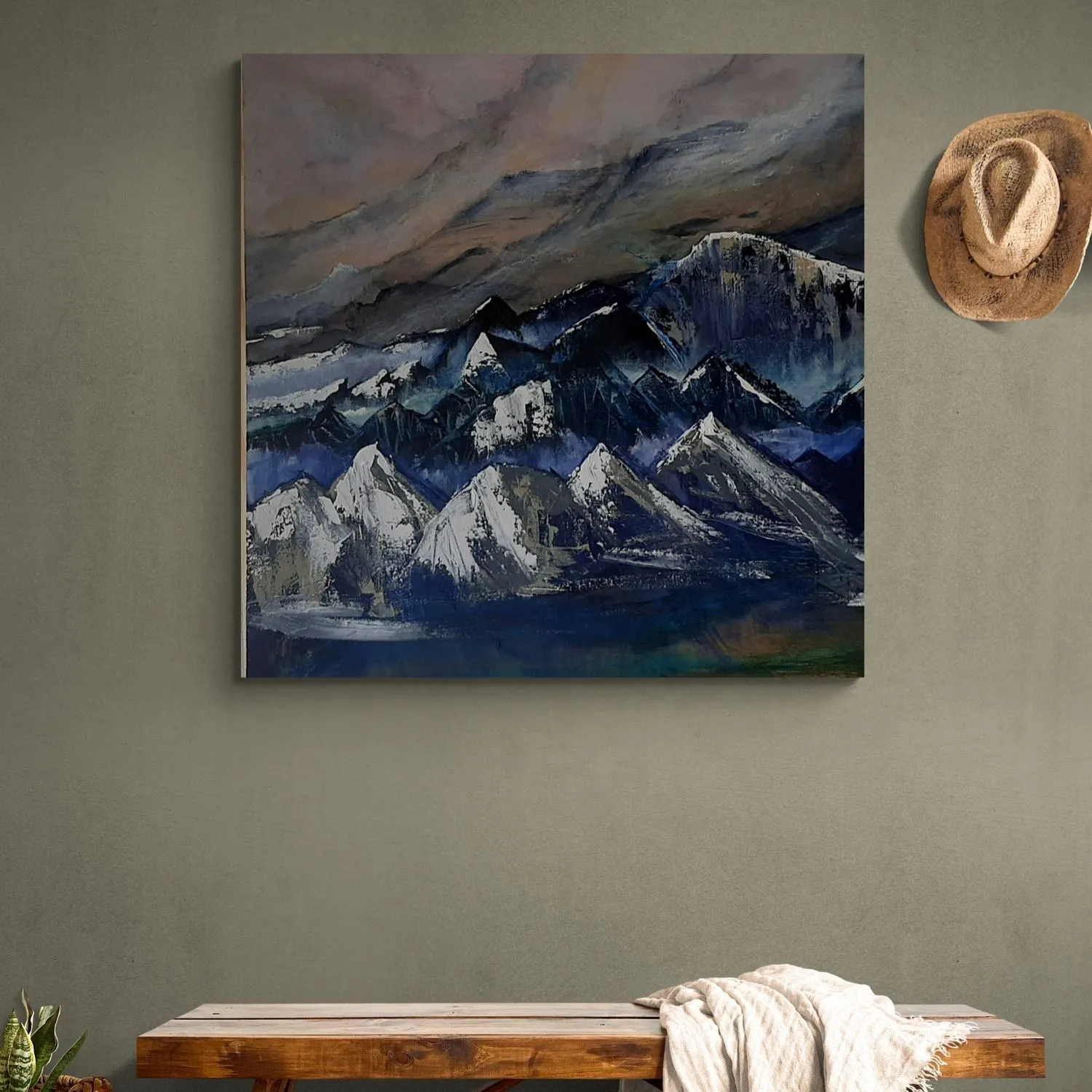 Misty Mountains hanging in a furnished room