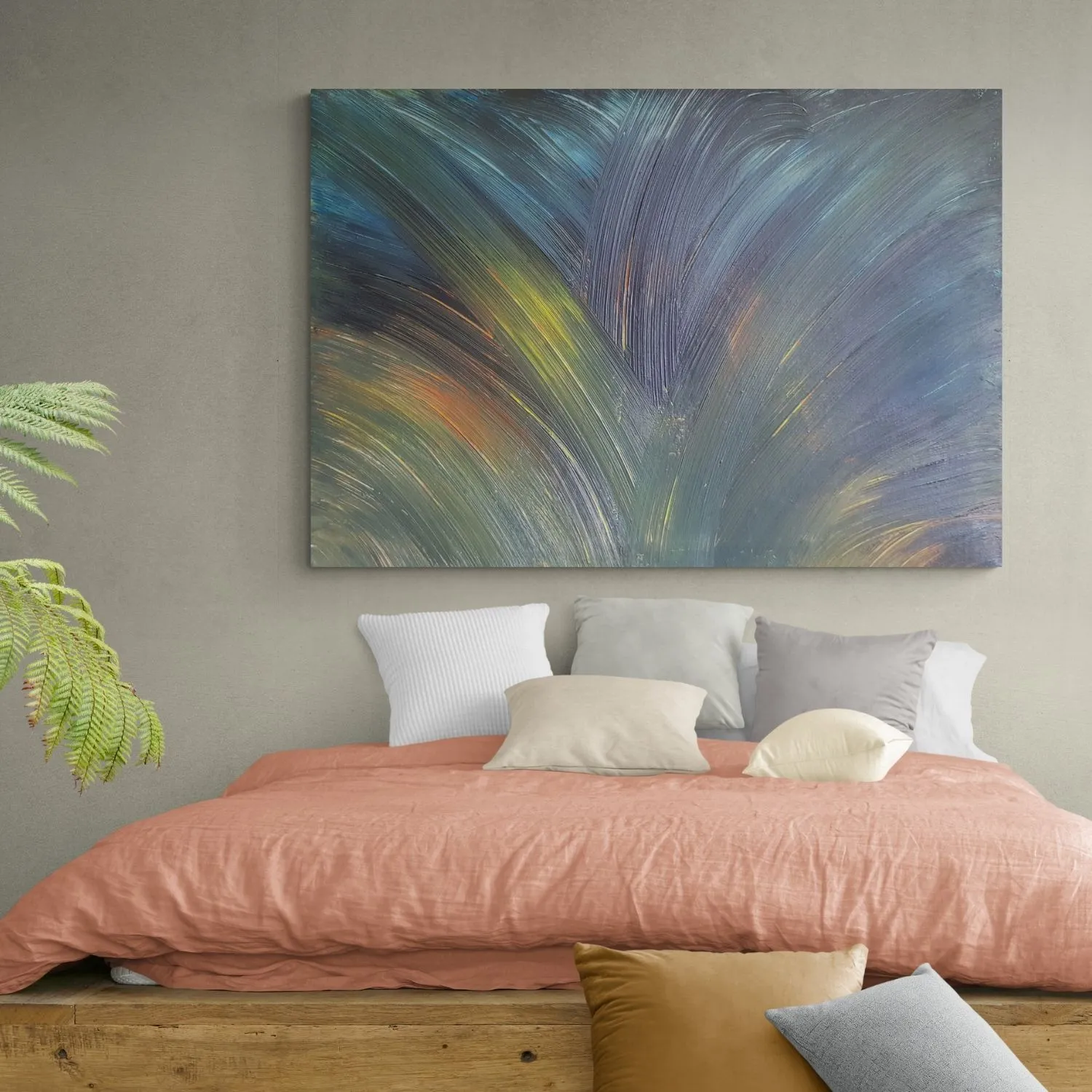 Peacock Feather hanging in a furnished room
