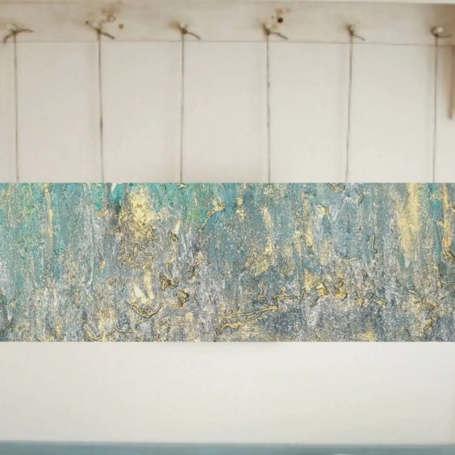 Golden Flow hanging in a furnished room