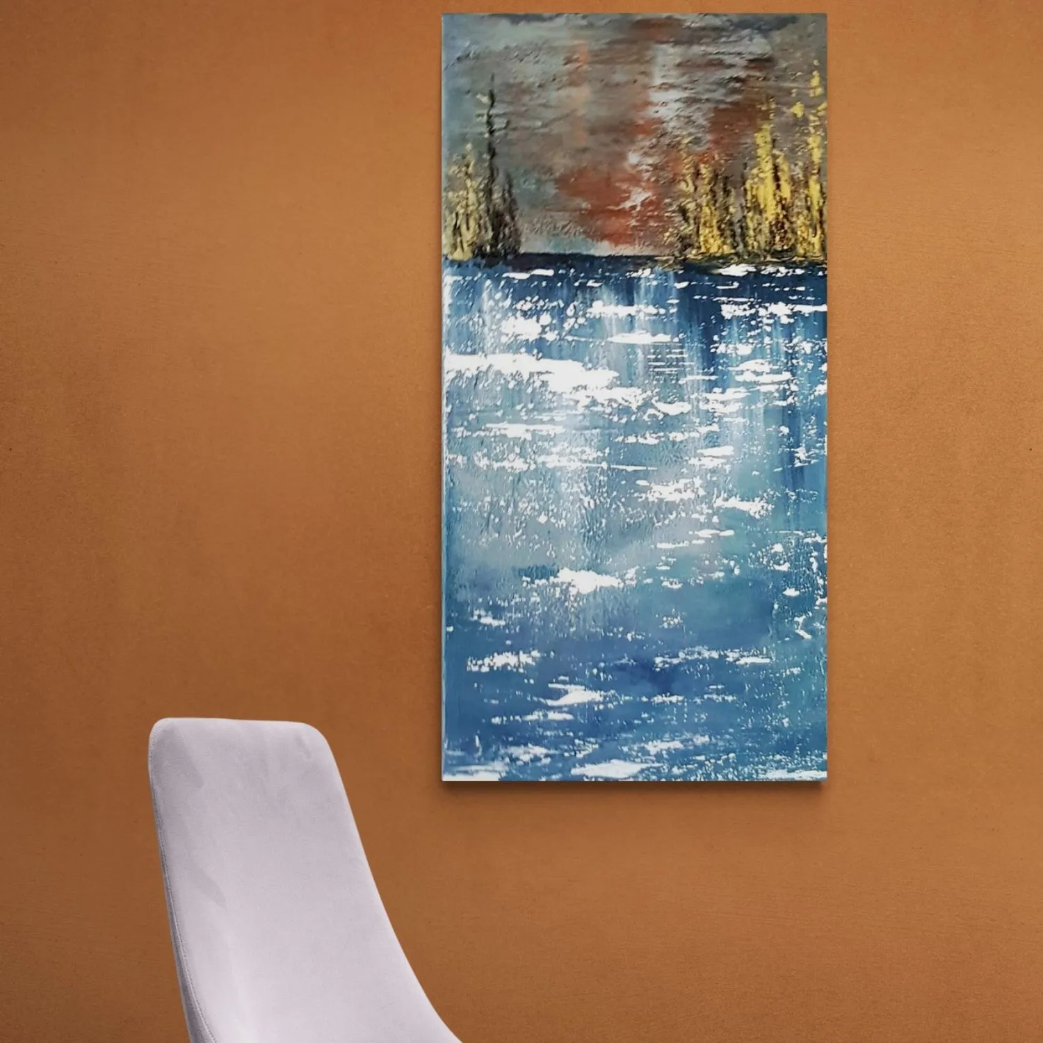 Moon Shadows hanging in a furnished room