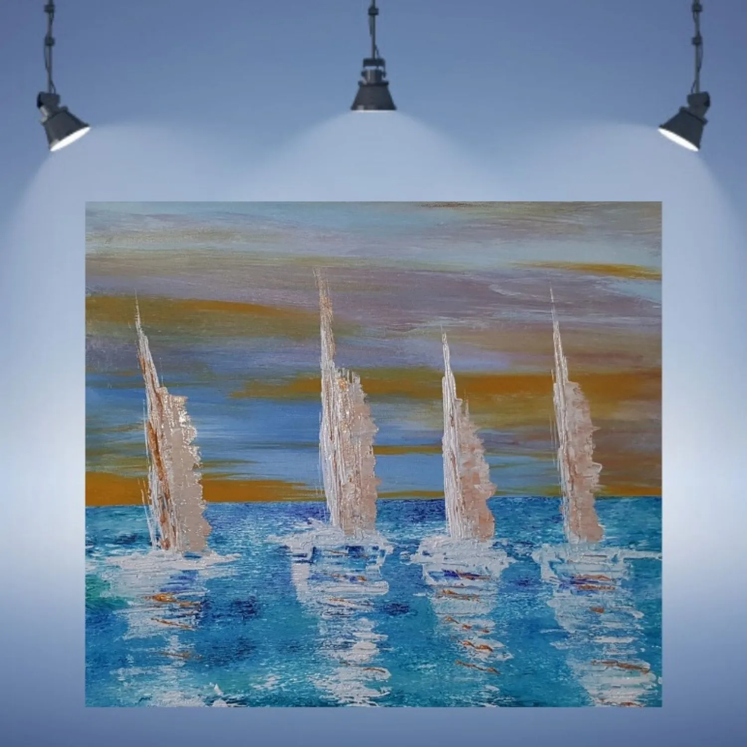 Blue Oceans hanging in a furnished room