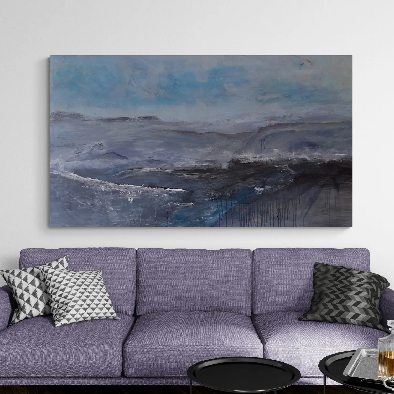 Mist Over the Valley hanging in a furnished room