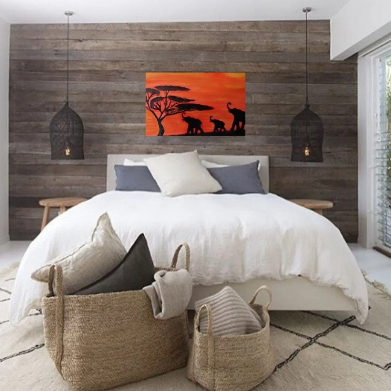 Sundown in Africa hanging in a furnished room