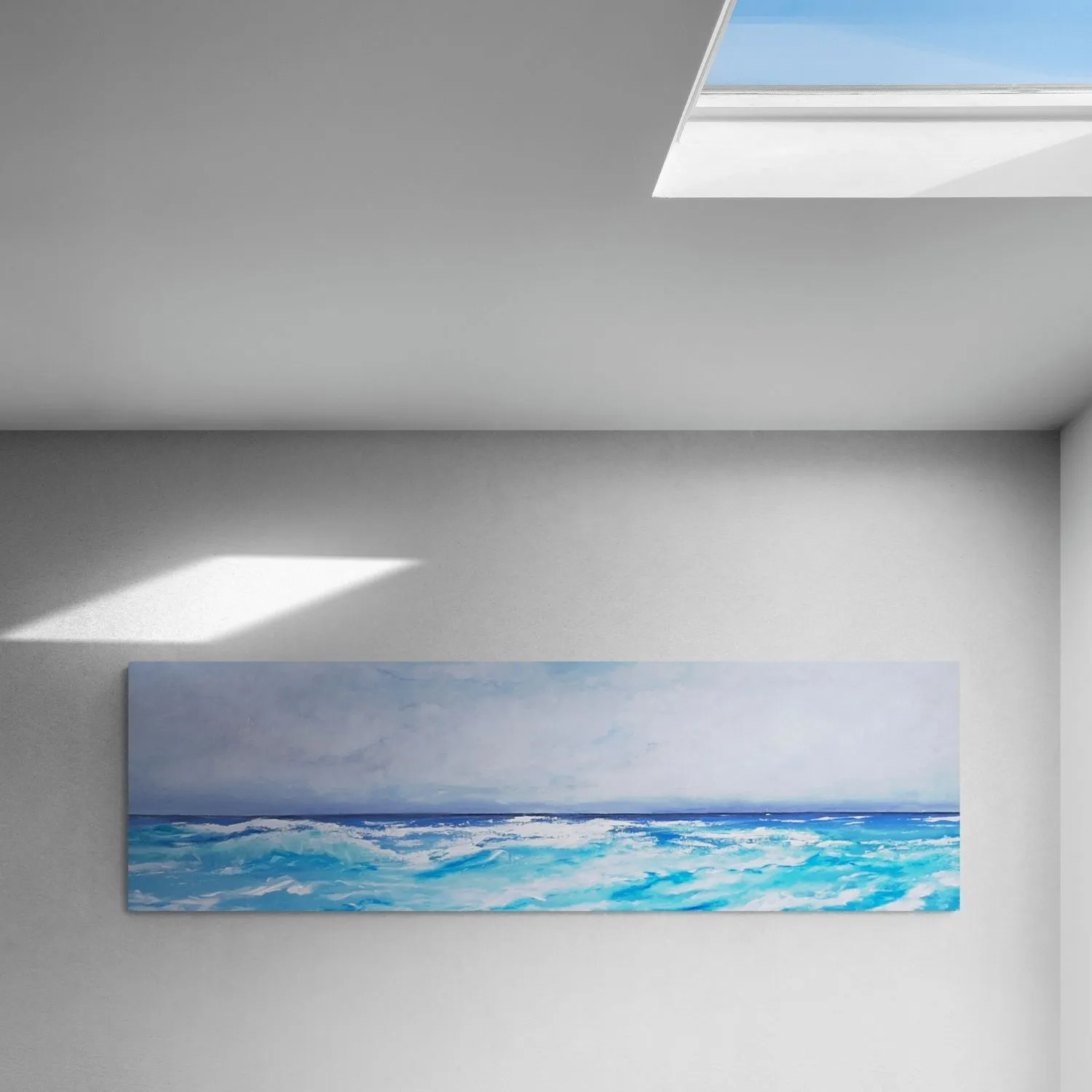 Choppy Waves hanging in a furnished room